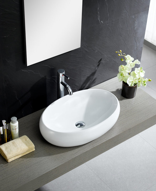 Fine Fixtures Modern Ceramic Oval Vessel Bathroom Sink & Reviews Wayfair